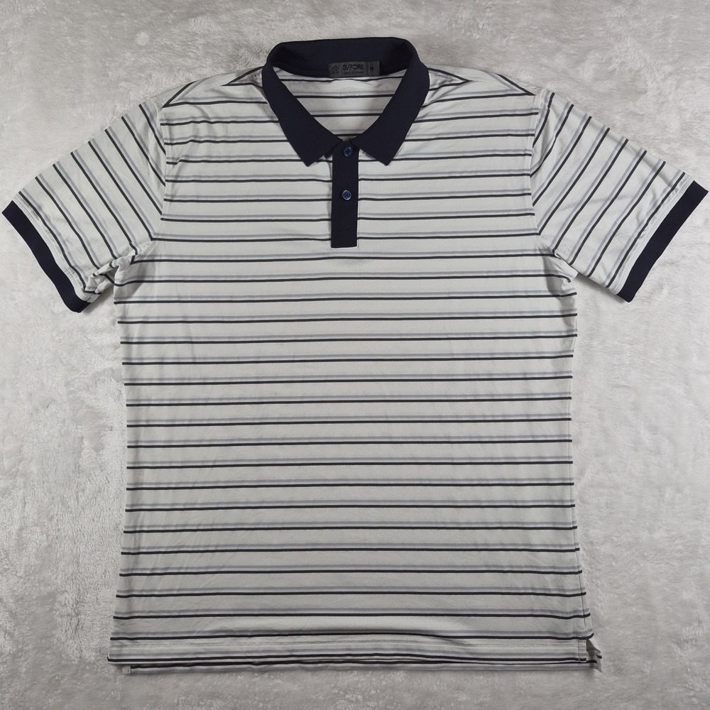 G/Fore Polo Shirt Men's Medium White Striped Golf Performance Casual Comfort